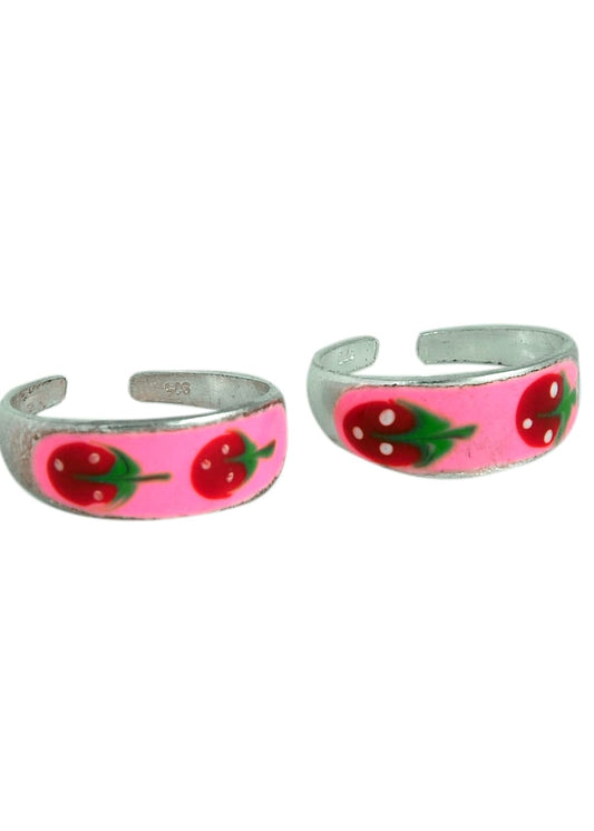 Designer Enamel Toe Rings in 92.5 Sterling Silver