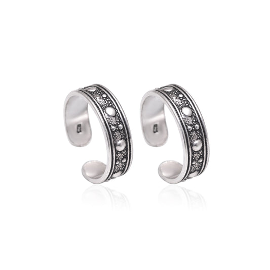 Pair of Gorgeous Oxidized 925 Silver Toe Rings