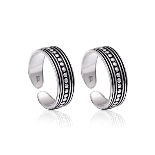 Pair of designer 925 Silver Oxidized Toe Rings