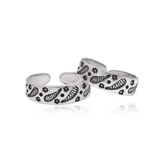 Unique pair of Oxidized Silver Toe Rings Bichiya in 925 Sterling Silver