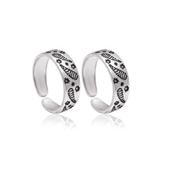 Unique pair of Oxidized Silver Toe Rings Bichiya in 925 Sterling Silver