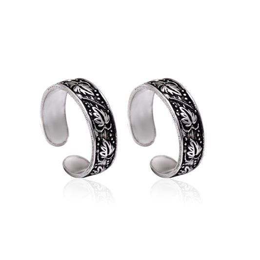 925 Sterling Silver Pair of Beautiful Oxidized Toe Rings