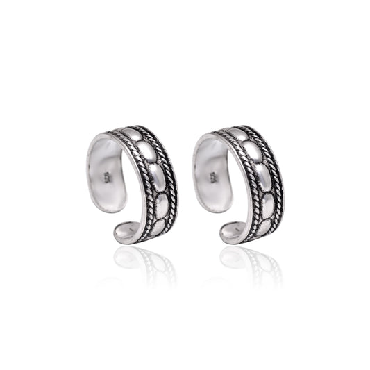 Fashionable Oxidized Toe Rings in 925 Silver
