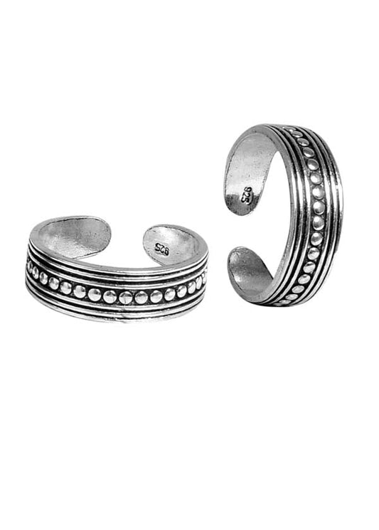 Pair of Fashionable Oxidized 925 Silver Toe Rings