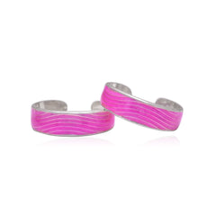 Pair of Colorful Pink Enamel Toe Rings in 925 Silver