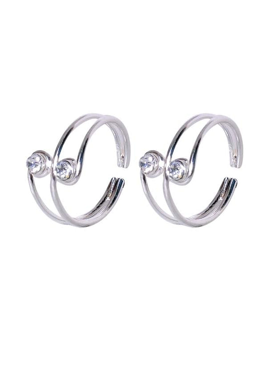 Pair of beautiful Toe rings in White Crystal for Girls