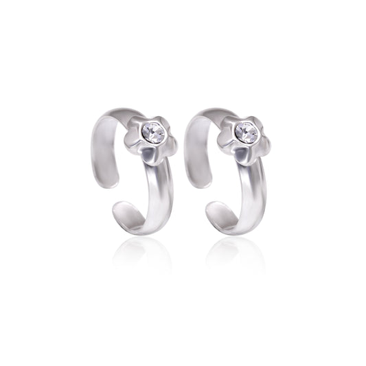Unique and Beautiful 925 Silver Toe rings in White Cubic Zirconia