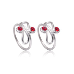 Unique 925 Silver Toe Rings in Red Cubic Zirconia