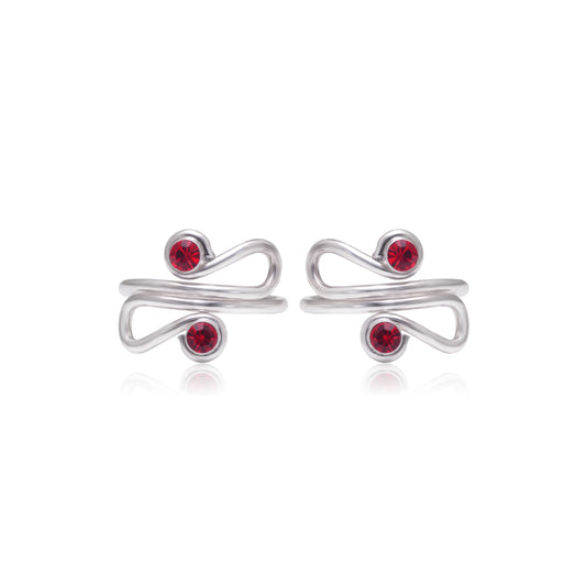 Unique 925 Silver Toe Rings in Red Cubic Zirconia