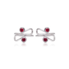 Unique 925 Silver Toe Rings in Red Cubic Zirconia