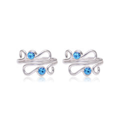 Pair of gorgeous 925 Silver Toe rings in Blue Cubic Zirconia