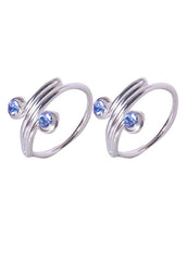 Pair of beautiful Toe rings in Blue Cubic Zirconia and 925 Silver