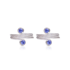 Pair of beautiful Toe rings in Blue Cubic Zirconia and 925 Silver