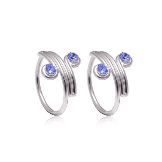 Pair of beautiful Toe rings in Blue Cubic Zirconia and 925 Silver