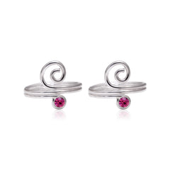 Pair of beautiful Toe Rings in Pink Cubic Zirconia in 925 Sterling Silver