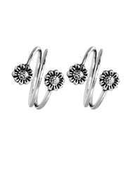 Pair of Front Open Oxidized Toe Rings Bichiya in 925 Sterling Silver