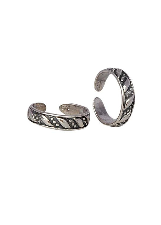 Pair of Classy Oxidized pure 925 Sterling Silver Adjustable Toe Rings