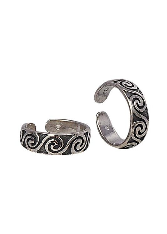 Pair of Elite Oxidized Toe Rings in 92.5 Silver