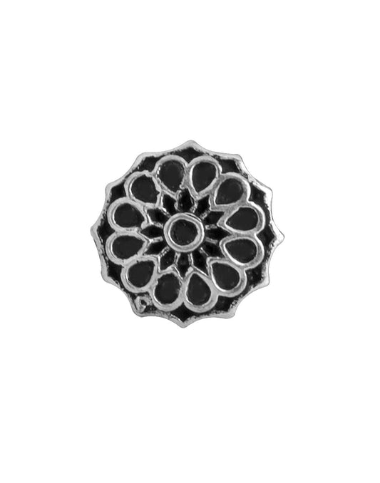Flower Shape Oxidized Silver Alloy Nose Pin Studs