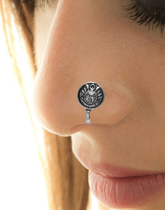 Designer and Trendy look Clip On Press On Nose Pin in Silver Alloy