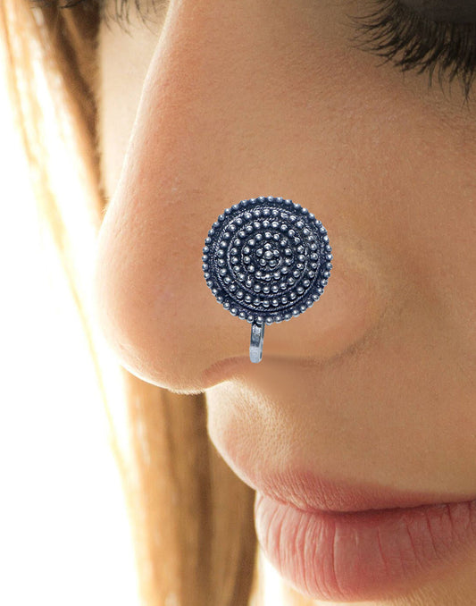 Bohemian Clip On Press On Nose Pin in Silver Alloy
