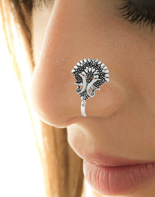 Designer and Tribal look Big Silver Alloy Nose pin