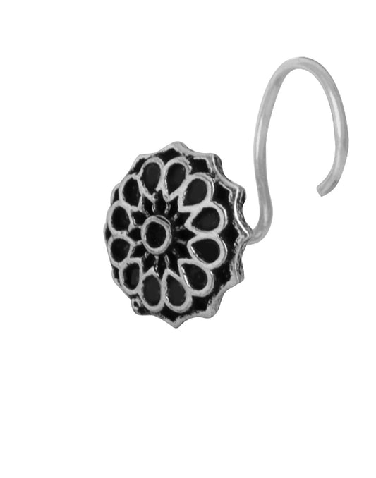 Flower Shape Oxidized Silver Alloy Nose Pin Studs