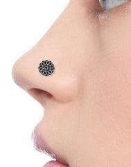 Flower Shape Oxidized Silver Alloy Nose Pin Studs