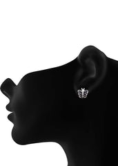 Cute and Elegant Black Enamel Small Butterfly Studs - Studs
