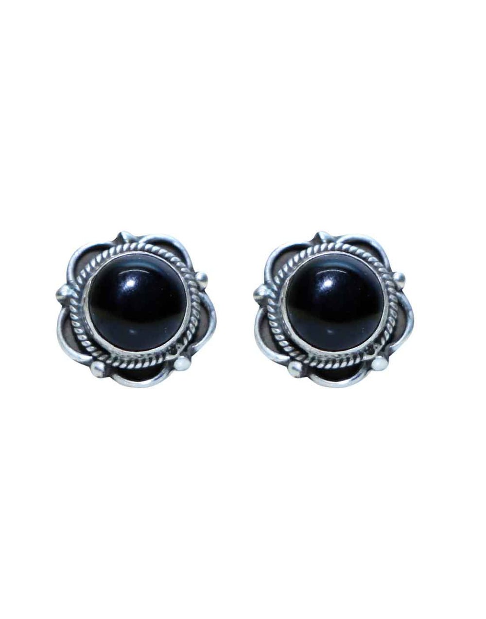 Everyday Wear Black Onyx Stone Studs in 92.5 Sterling Silver - Studs