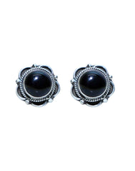 Everyday Wear Black Onyx Stone Studs in 92.5 Sterling Silver - Studs