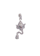 Ganesha with Temple Bell 92.5 Sterling Silver Unisex Pendant with Cz Stones - Pendants