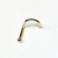 Dot Size Tiny Round 1 MM Gold Plated Nose Pin with wire in 92.5 Silver