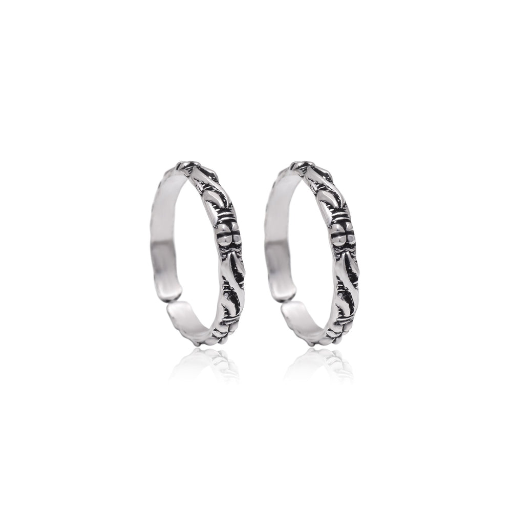 Pair of Silver Oxidized light weighted 925 Silver Toe Rings - Toe Rings