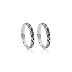 Pair of Silver Oxidized light weighted 925 Silver Toe Rings - Toe Rings