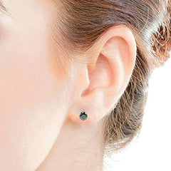 Sterling Silver pair of Round shape 5 mm Single Black Cubic Zircon (CZ) Stud Earrings - Studs