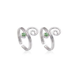 Trendy 925 Silver Toe Rings in Green Cubic Zirconia - Toe Rings