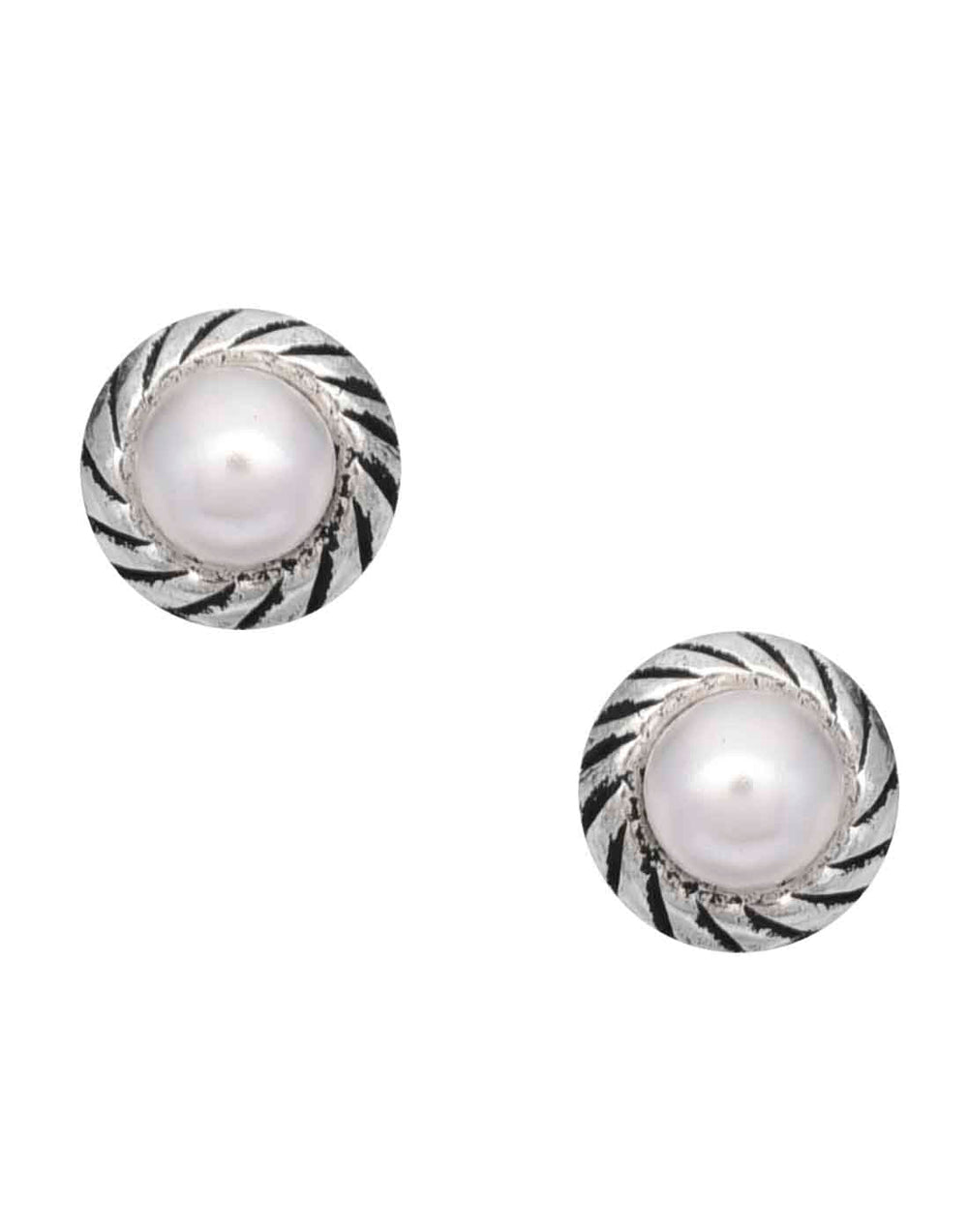 Trendy Studs in 92.5 Sterling Silver and Pearl - Studs