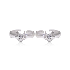 Unique and Beautiful 925 Silver Toe rings in White Cubic Zirconia - Toe Rings