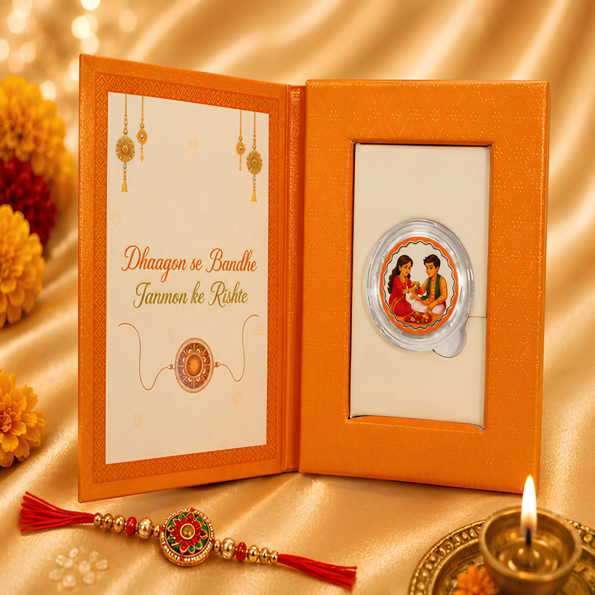 999 pure Silver 0.5 gm colorful UV print Rakhi RakshaBandhan Coin