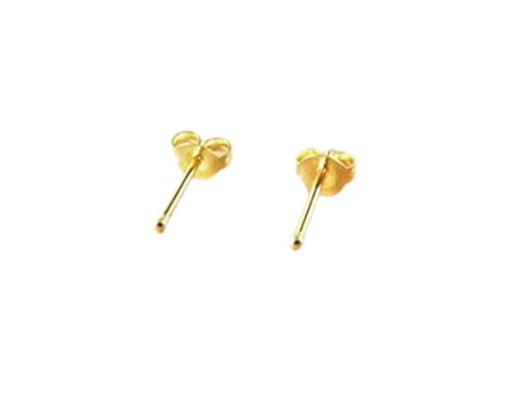 1 mm Gold Plated Piercing Ball 925 Silver Stud Earrings - Studs