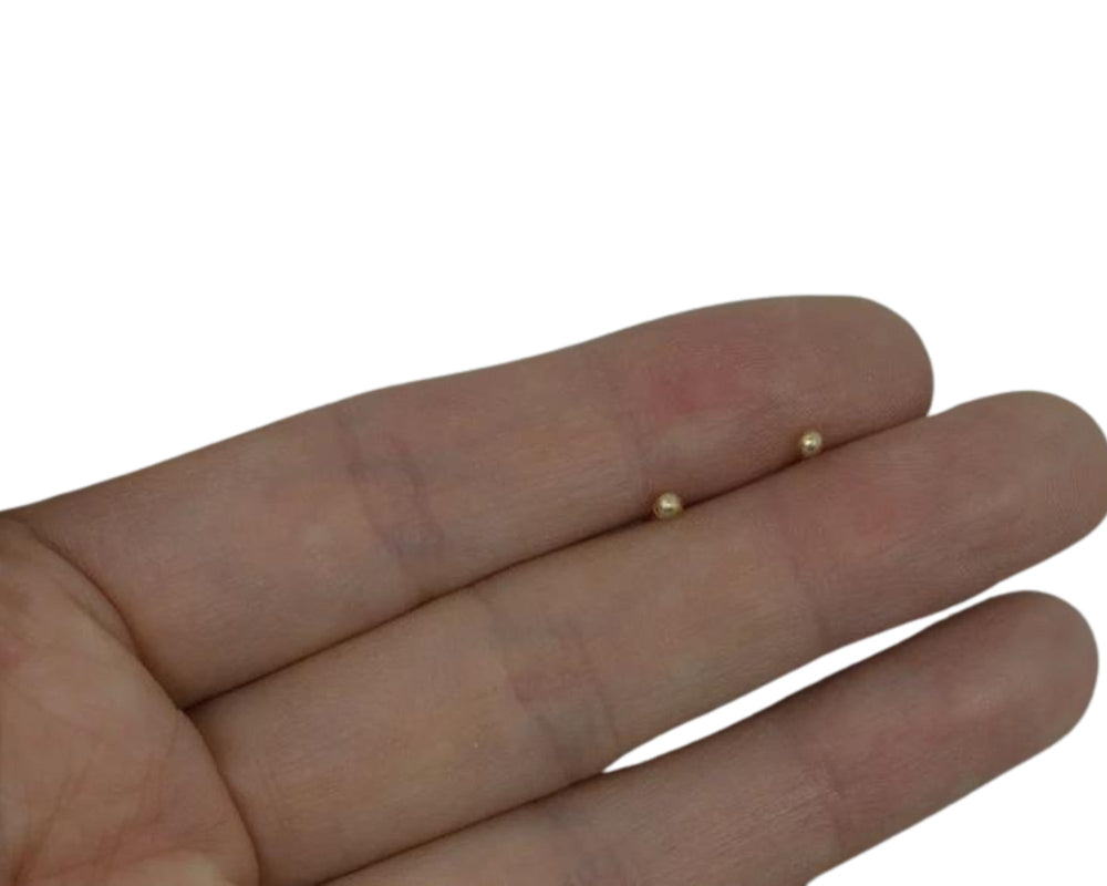 1 mm Gold Plated Piercing Ball 925 Silver Stud Earrings - Studs