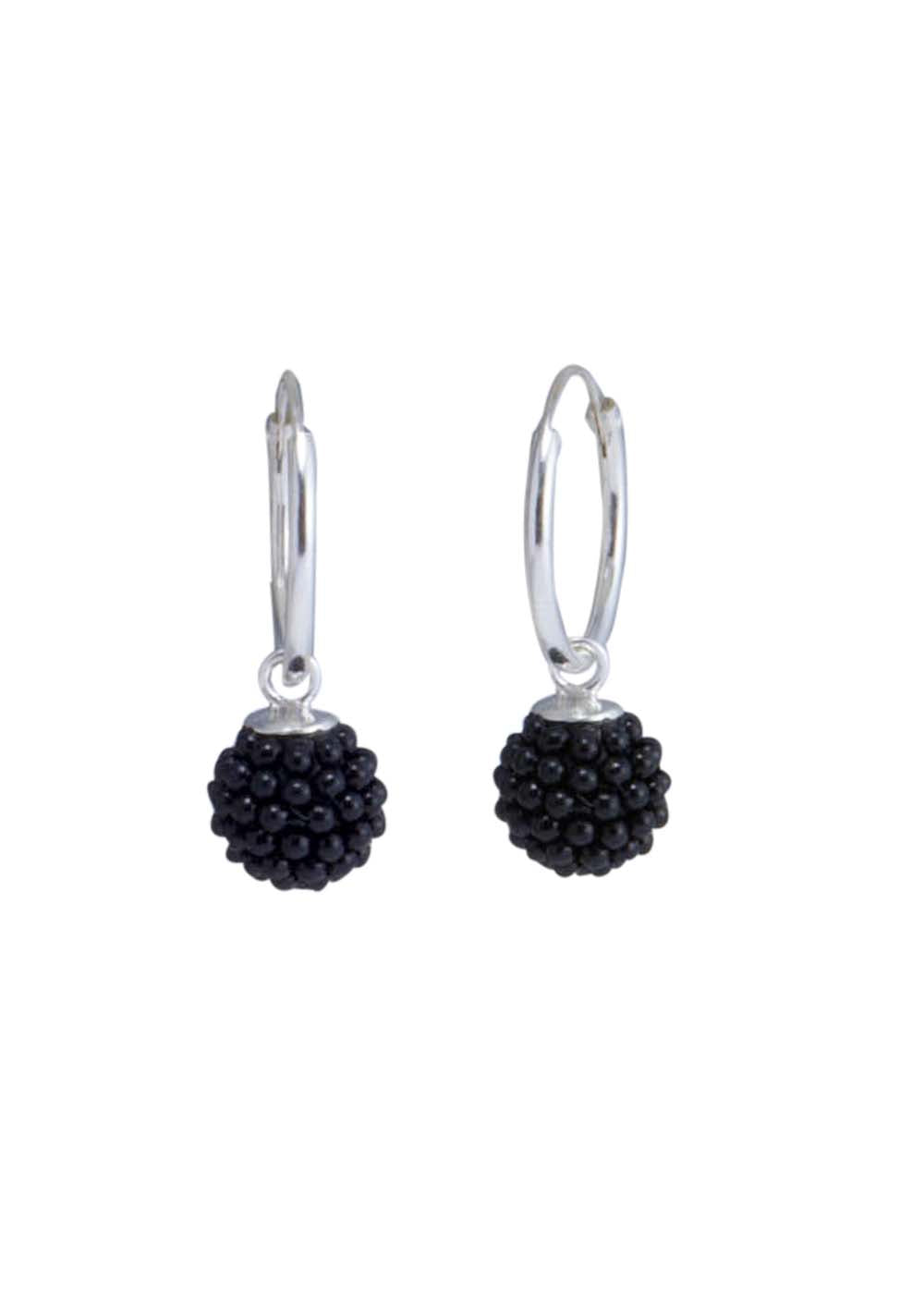 Designer Round Micro Pearl Ball with 92.5 Sterling Silver 12 MM hoop
