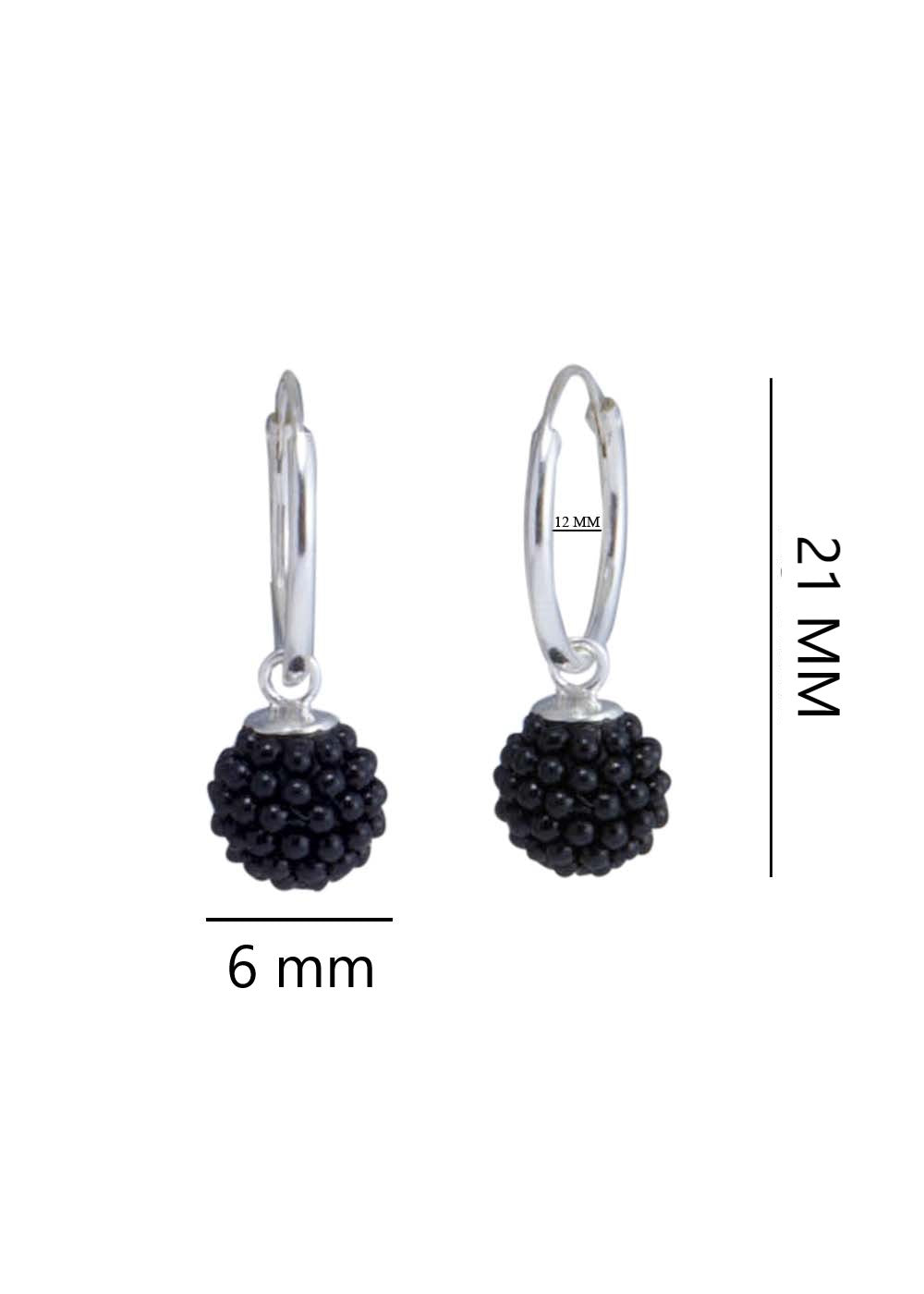 Designer Round Micro Pearl Ball with 92.5 Sterling Silver 12 MM hoop