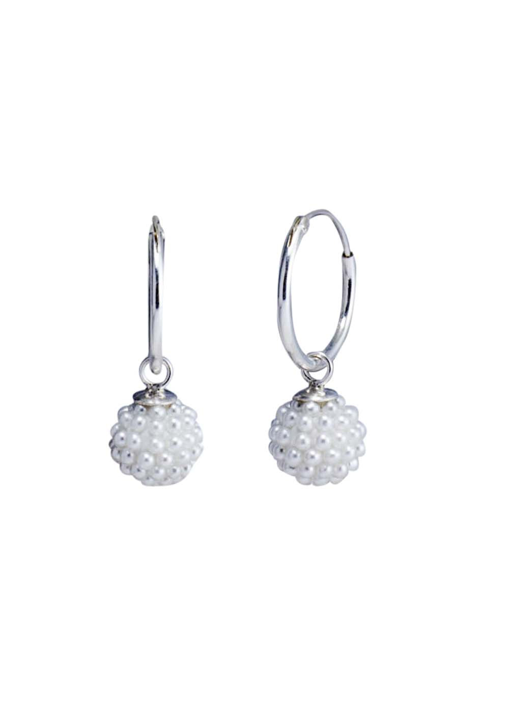 Designer Round Turquoise Micro Pearl Ball with 925 Sterling Silver 12 MM hoop