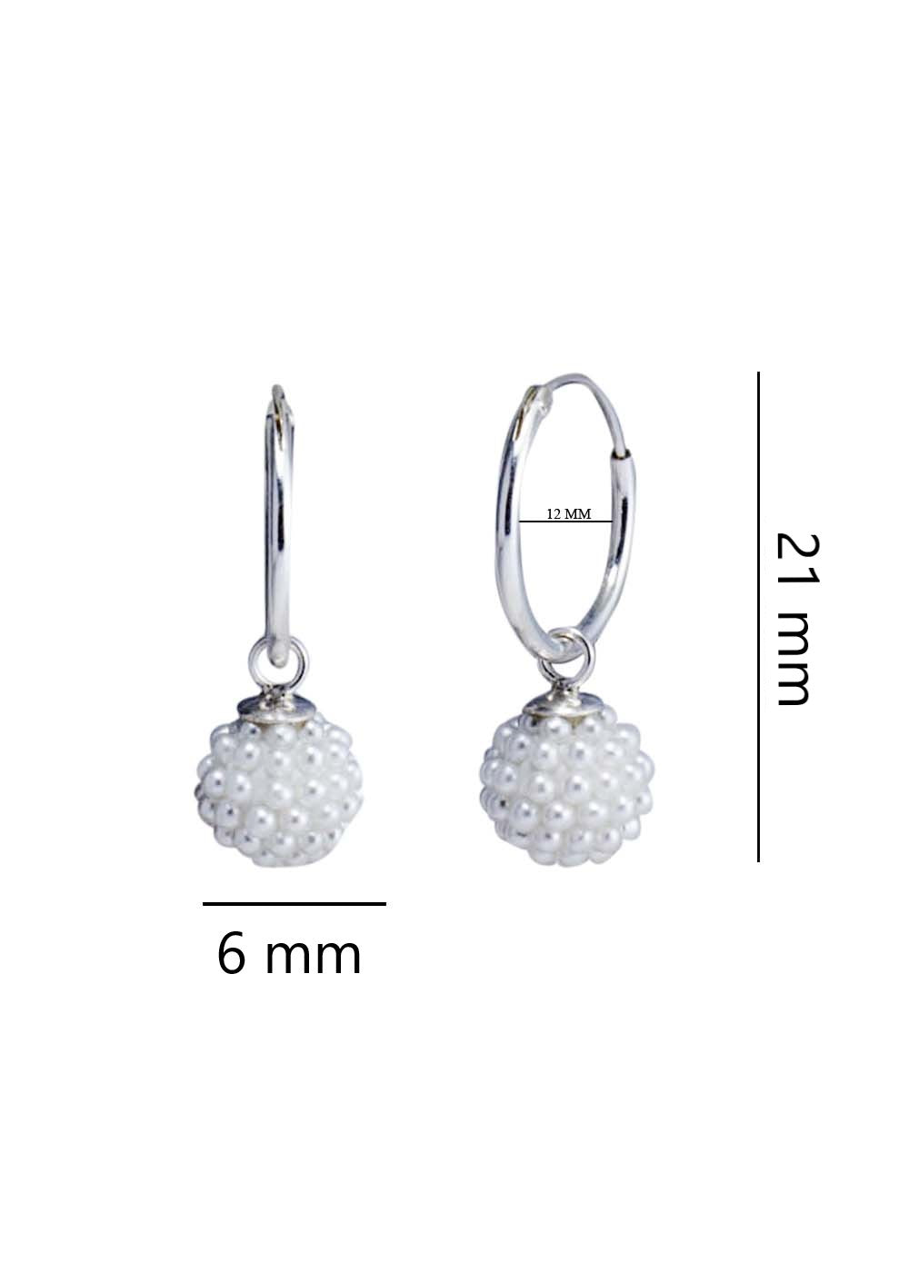 Designer Round Turquoise Micro Pearl Ball with 925 Sterling Silver 12 MM hoop