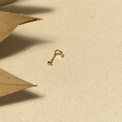 18k Gold Plated Flat Round 2 mm Nose Pin with wire in 92.5 Sterling Silver for Women and Girls