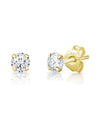 18k Gold Plated 925 Sterling Silver pair of Round 4mm Single White Cz Unisex Stud Earrings