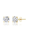 18k Gold Plated 925 Sterling Silver pair of Round 7 mm Single Stone White CZ Unisex Stud Earrings