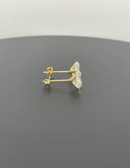 18k Gold Plated 925 Sterling Silver pair of Round 9mm Single Stone White CZ Unisex Stud Earrings - Studs